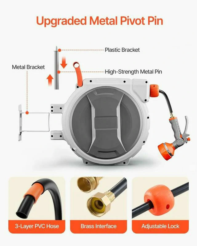 🌿 Retractable Garden Hose Reel — Tangle-Free, Effortless Watering System