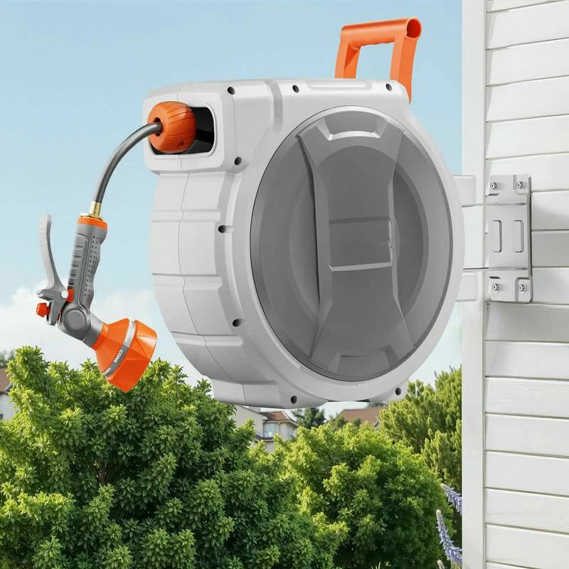 🌿 Retractable Garden Hose Reel — Tangle-Free, Effortless Watering System